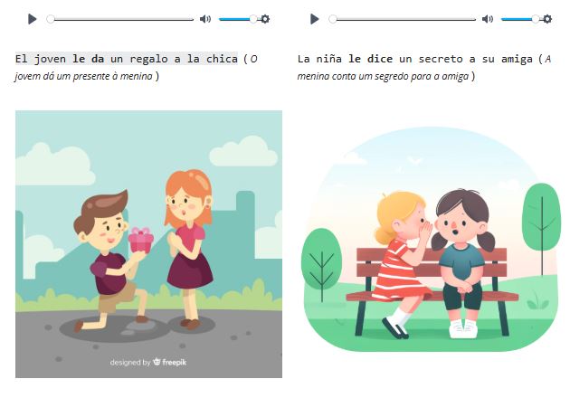 Exemplo de imagens texto e audios