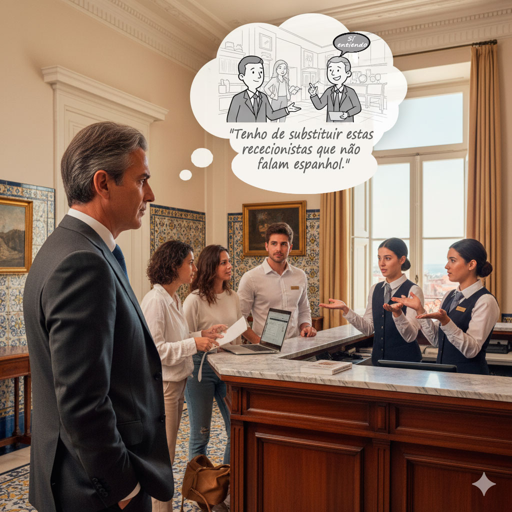 Rececionistas não falam espanhol